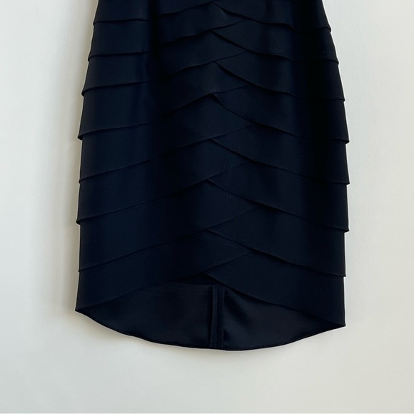 New Vintage Cache Y2K Asymmetric Ruffle Chiffon Ruched Illusion Dress 12 Ribbon - Picture 6 of 16